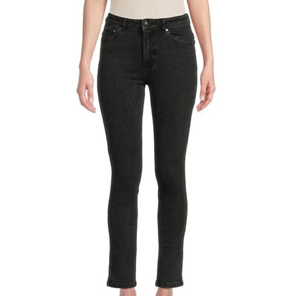 Roberto Cavalli CLASS Black Sprocket Straight High Rise Cropped Jeans 26 NEW - Picture 1 of 7